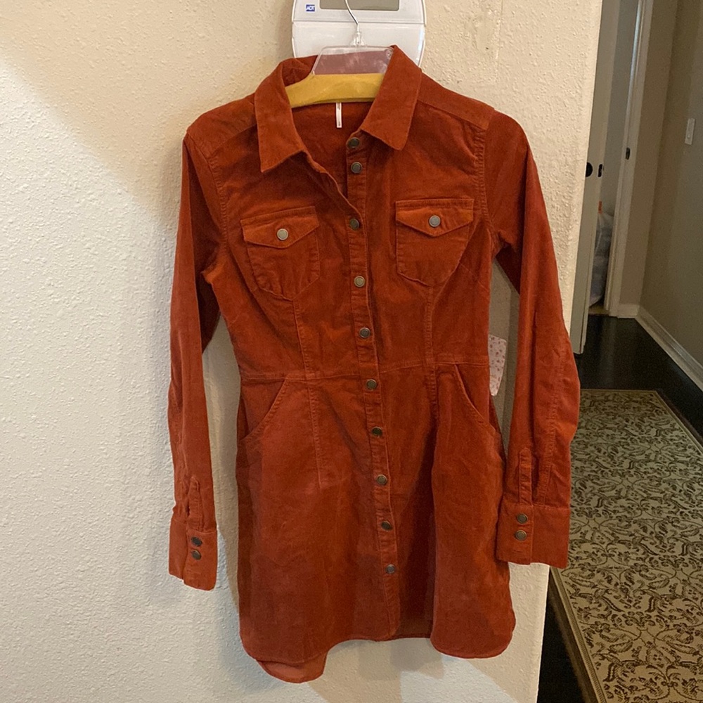 Free People burnt orange size small corduroy dress